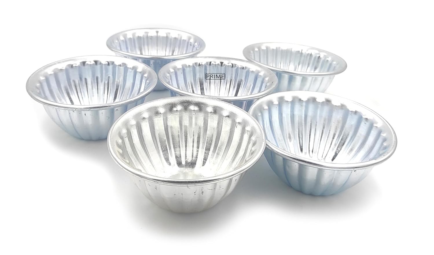 Aluminium Cup Cake Jelly Cupcake Baking Moulds for Oven - Set of 6 (Bowl, Small)