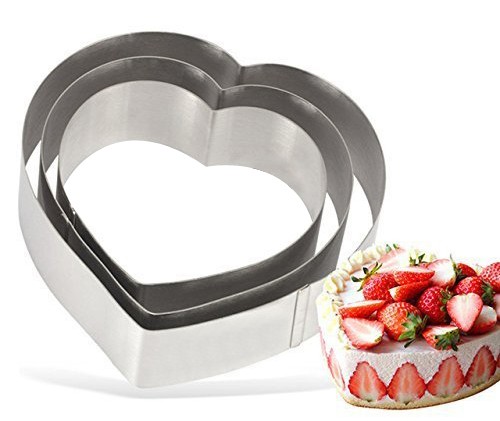 Stainless Steel Heart Shaped Cut Out, Cake Base Baking Cutter, 3 pcs