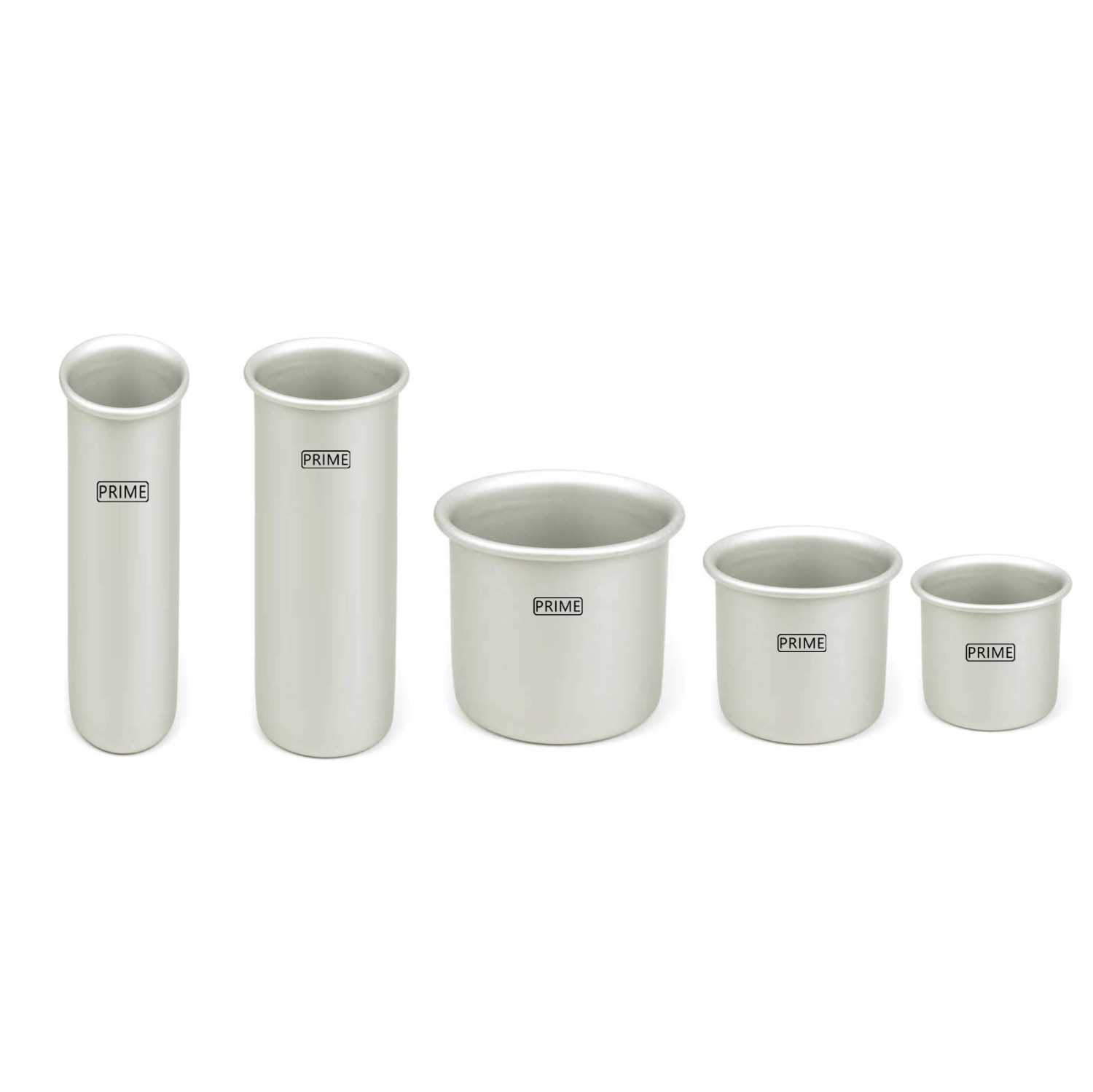 Aluminium Pillar Shape Candle Making Moulds (5 Pieces, Silver)