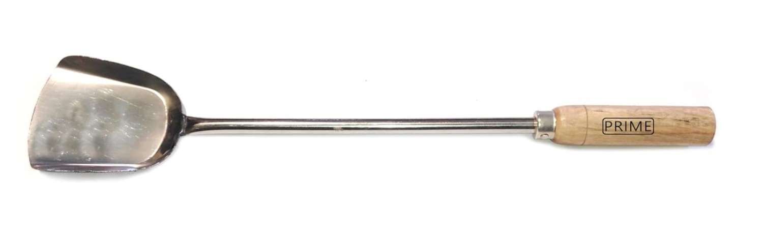 Stainless Steel Long Commercial Turner/Palta with Wooden Handle (Medium)