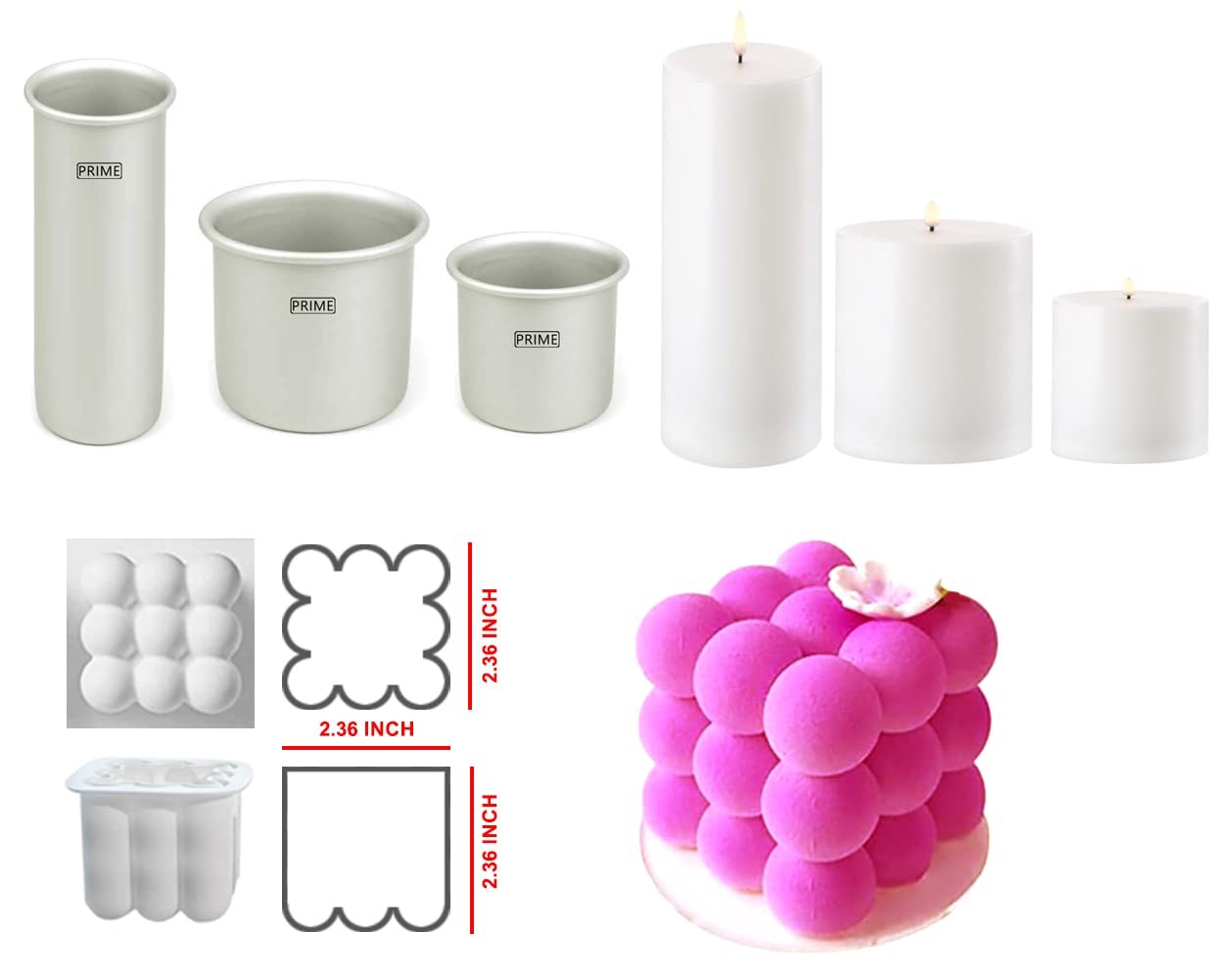 Candle Making Moulds (3 Candle Silicon kit)