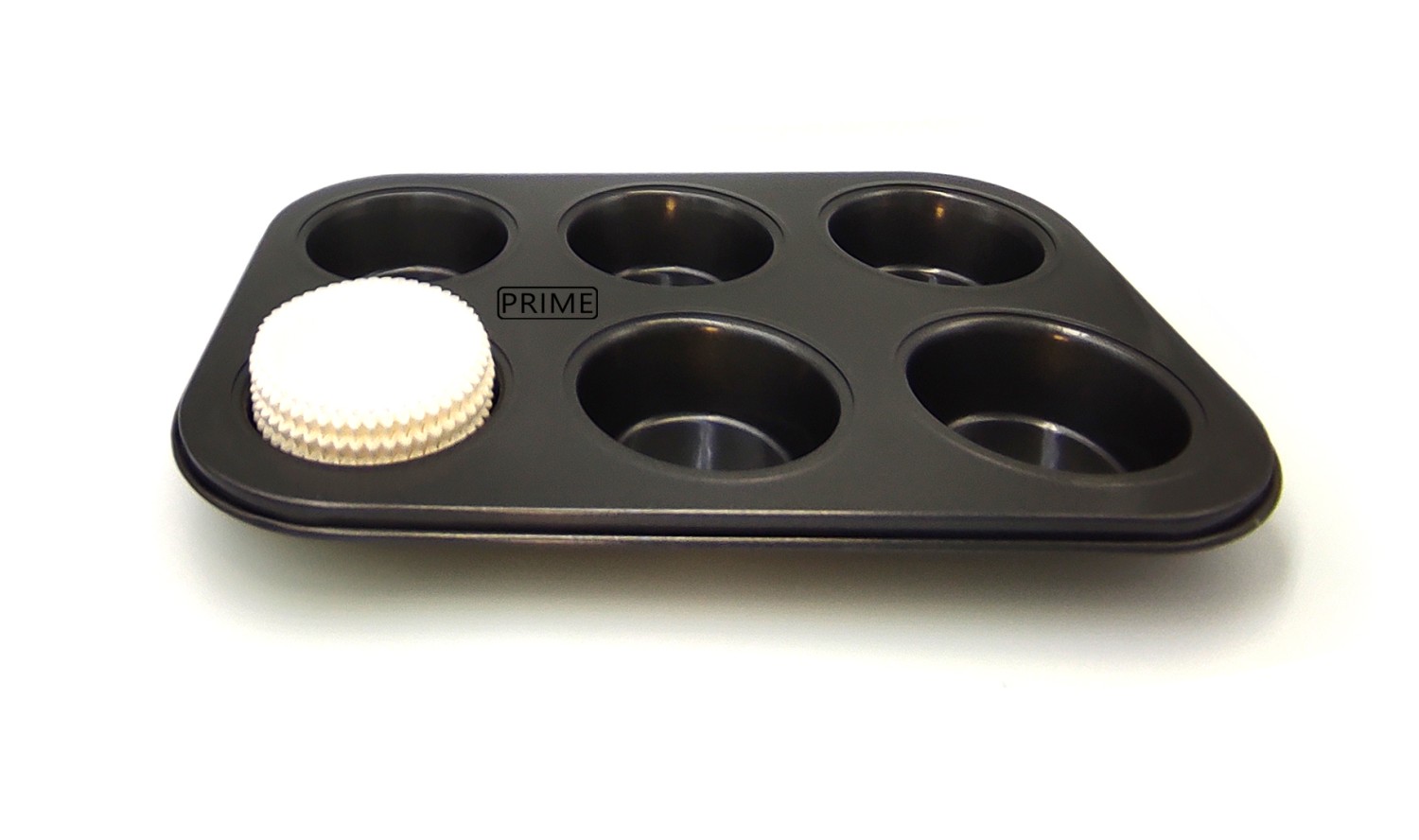 6 Slot Black Nonstick Muffin Tray Cupcake Pan with 100 Paper Cups