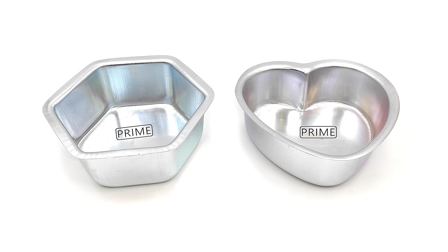 Small Aluminium Cake Moulds for Oven, 2 Shapes (Heart and Hexagon)