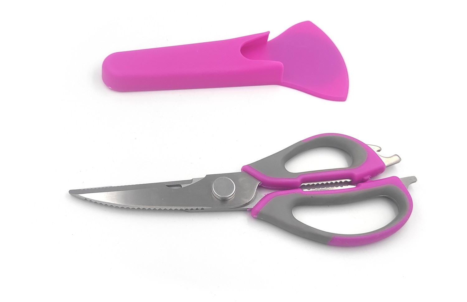 Multi purpose Kitchen Scissors For Meats, Herbs, Vegetables with Magnetic Case, Nut Cracker & Bottle Opener