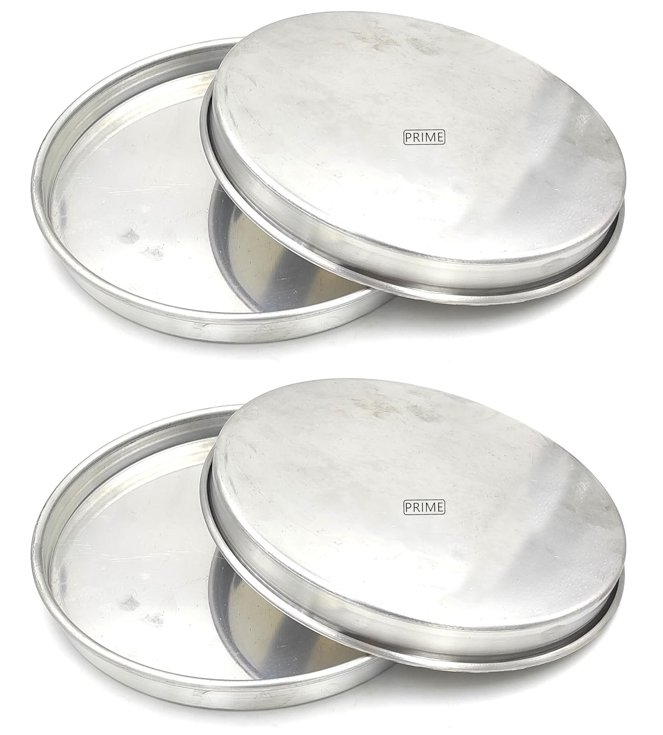 Aluminium Round Pizza Tray Pans for Oven (Set of 4 Pieces) (8 Inch, 4.00)