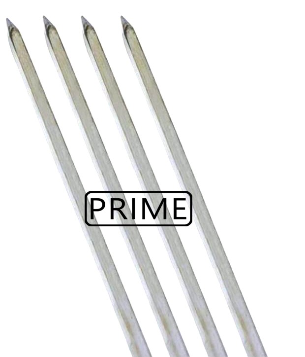 Stainless Steel Square Barbecue skewers Sticks for Grilling Seekh Kebab Tikka - BBQ Grill Pack of 4 Pieces