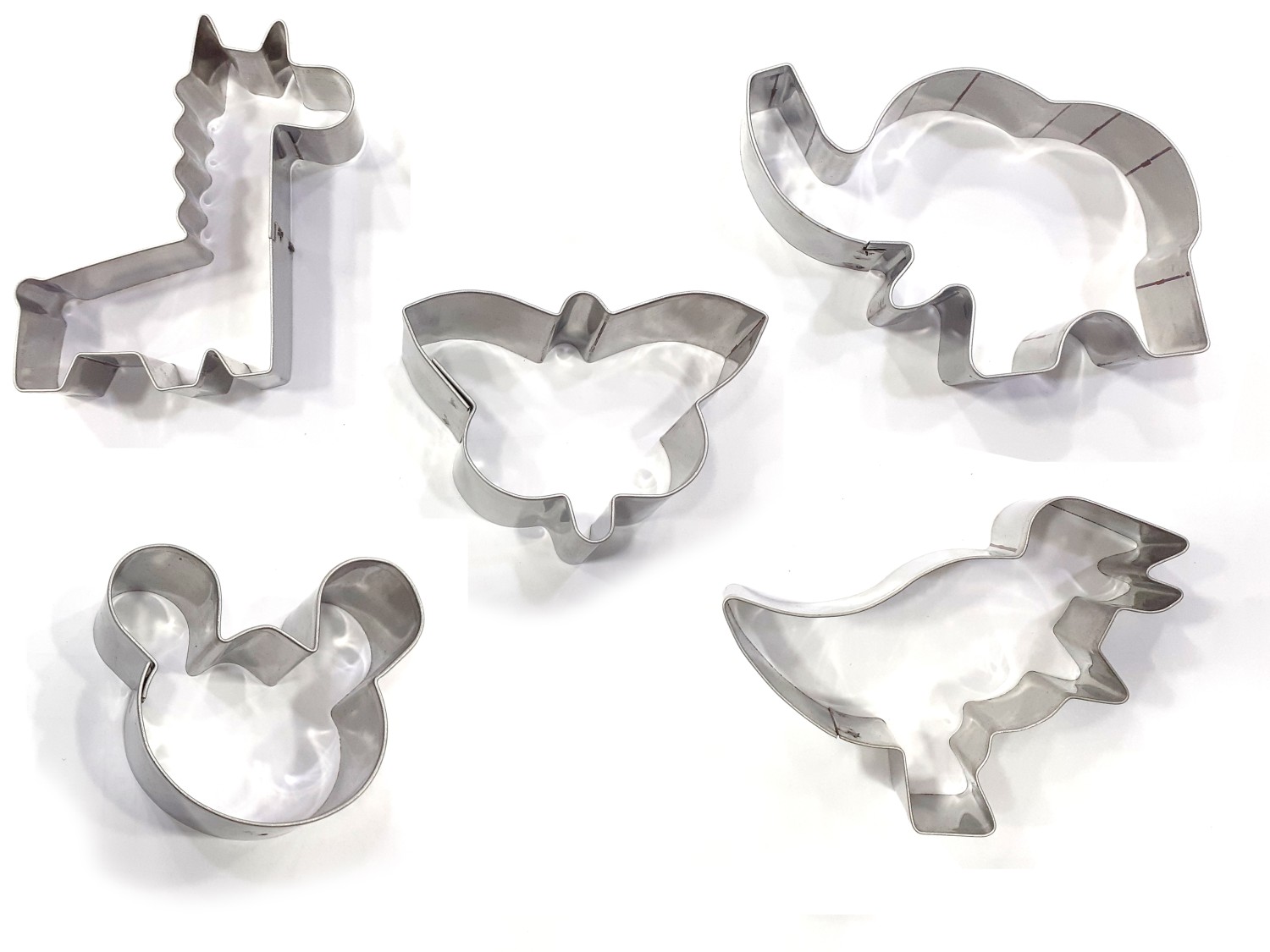 5 Shape Stainless Steel Cookie Cutter Set Cake Decoration and Fruit/Food Cutting, Clay Craft for Kids