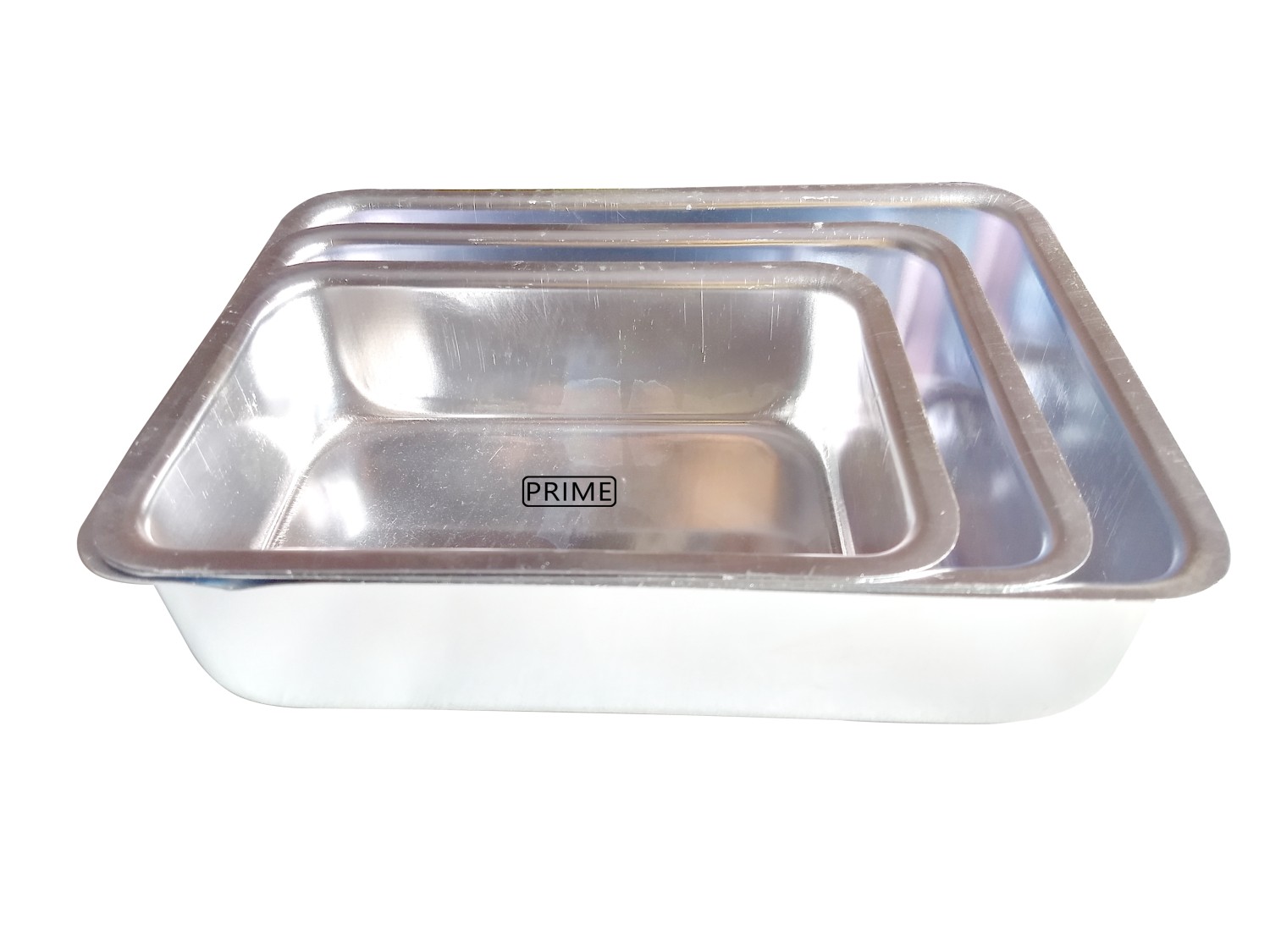 Aluminium Multipurpose Rectangle Cake Baking Trays Set for Oven, (3 Pieces, Silver)